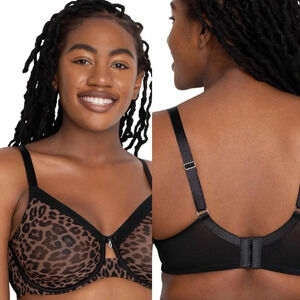 Curvy Couture Sheer Mesh Full Coverage Unlined Underwire Bra Designer Leo 40DDD